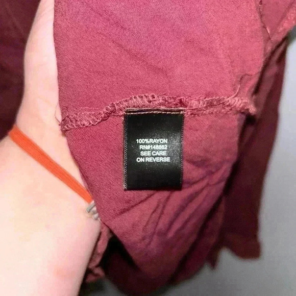 Torrid Lizzie rayon twill button up long sleeve shirt maroon dye plus size 3X - Picture 6 of 8